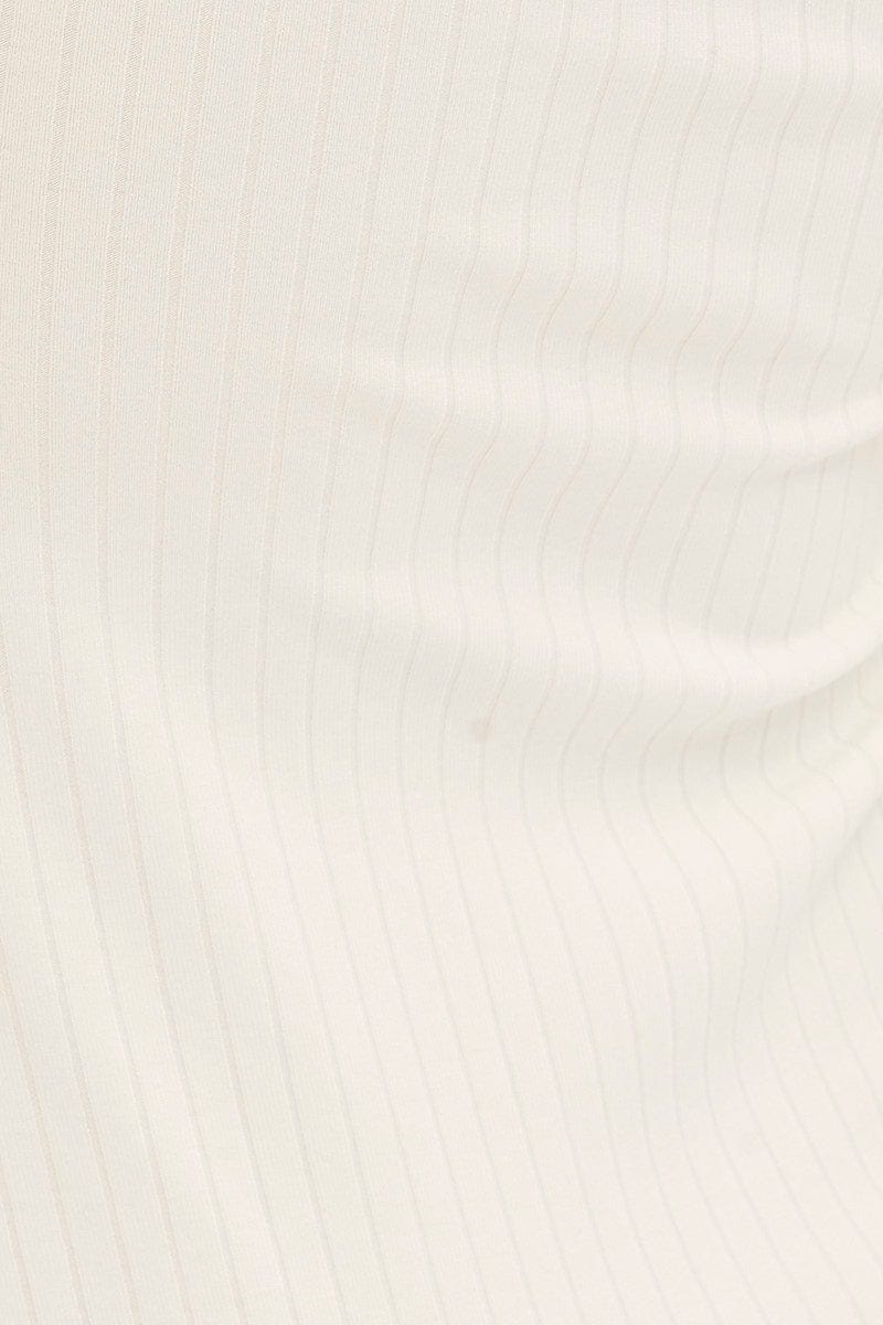 White Ribbed Bodycon Dress Strapless