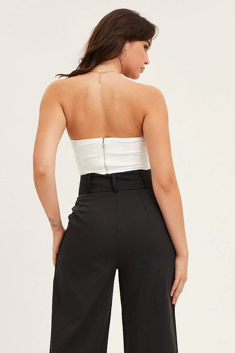 White Boning Detail Bustier Top