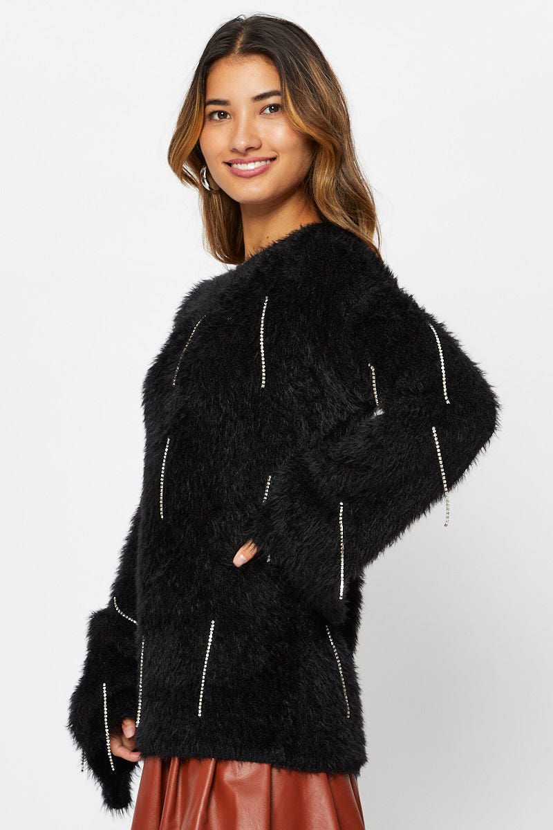 Black Oversized Fluffy Knit