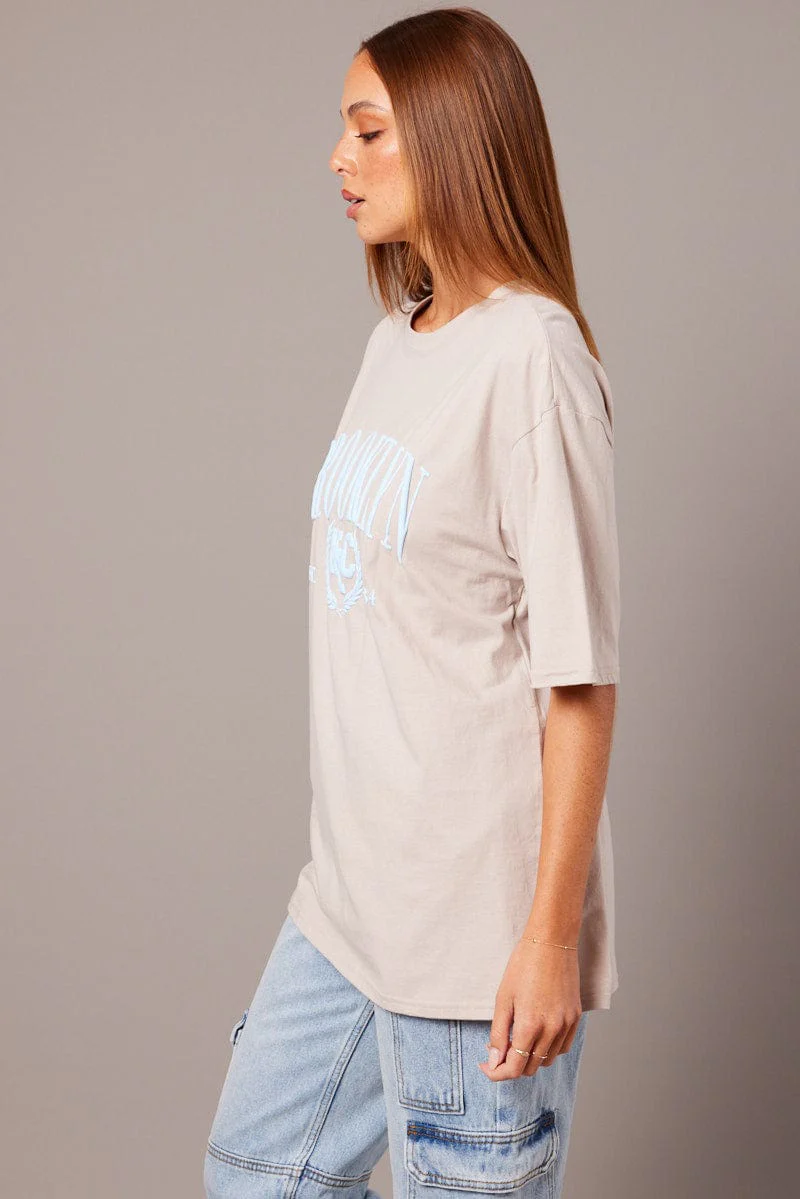 Grey Graphic Tee Short Sleeve