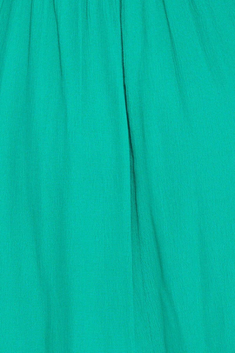 Green Fit And Flare Dress Sleeveless Tie Shoulder