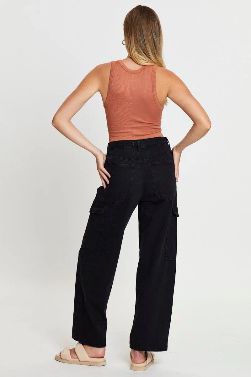 Black Carpenter Denim Jeans High Rise