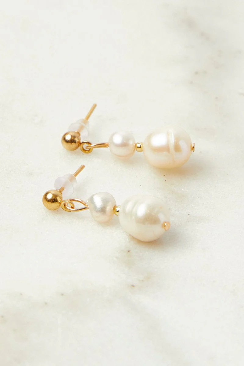 White Faux Pearl Earrings