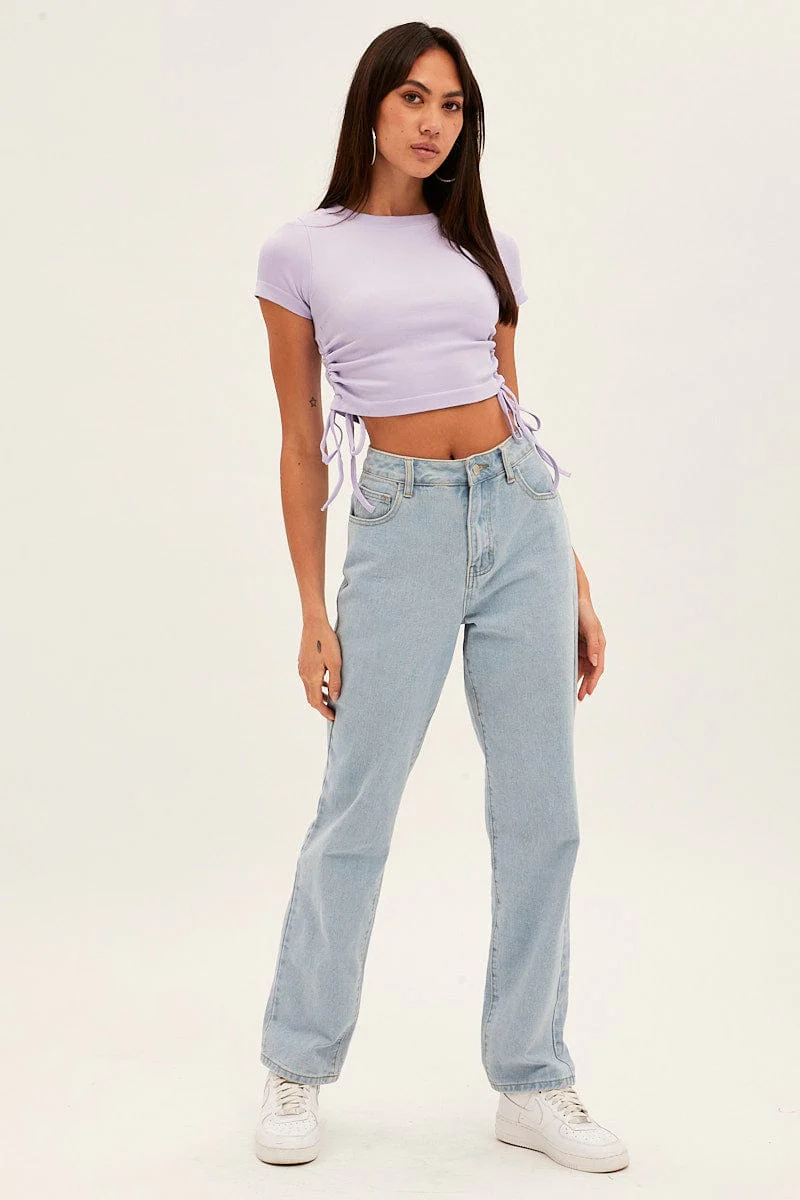 Purple T Shirt Short Sleeve Crew Neck