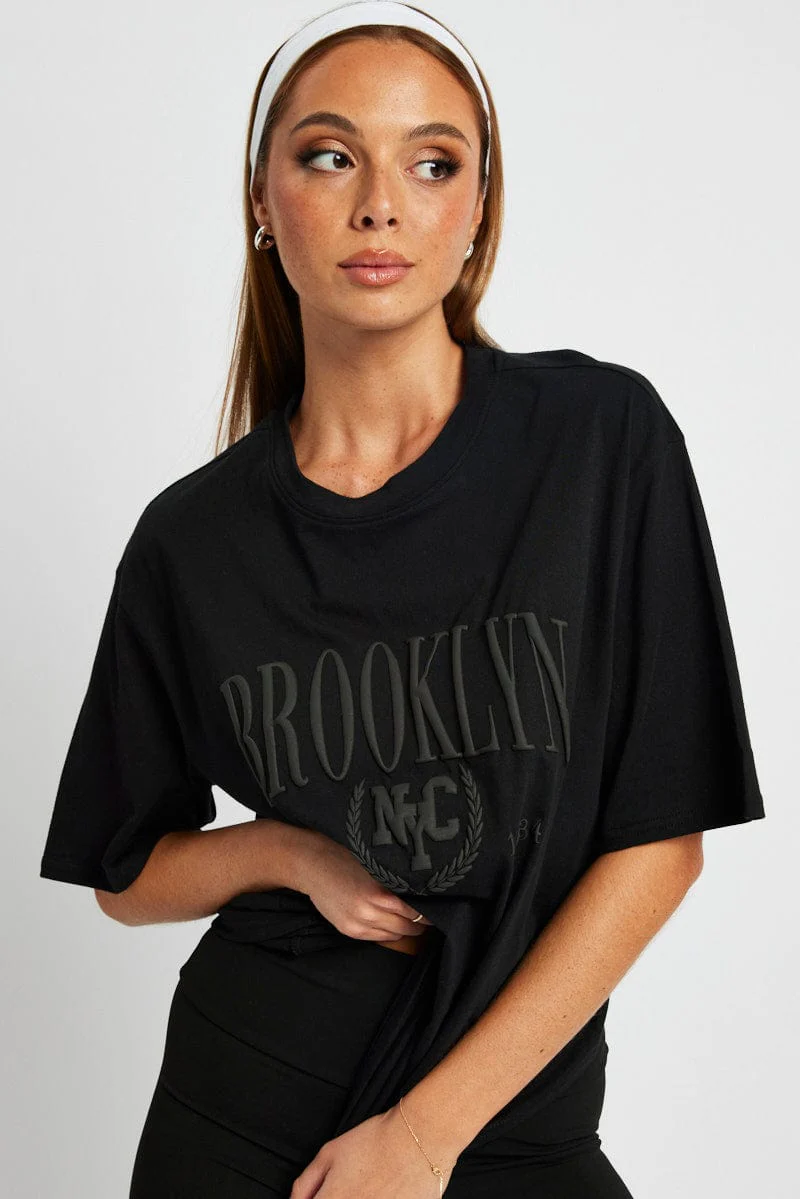 Black Graphic Tee Short Sleeve