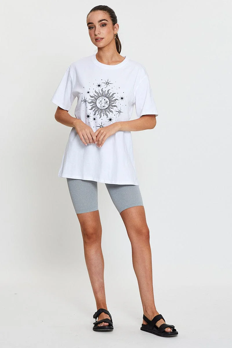 White Graphic T Shirt Short Sleeve