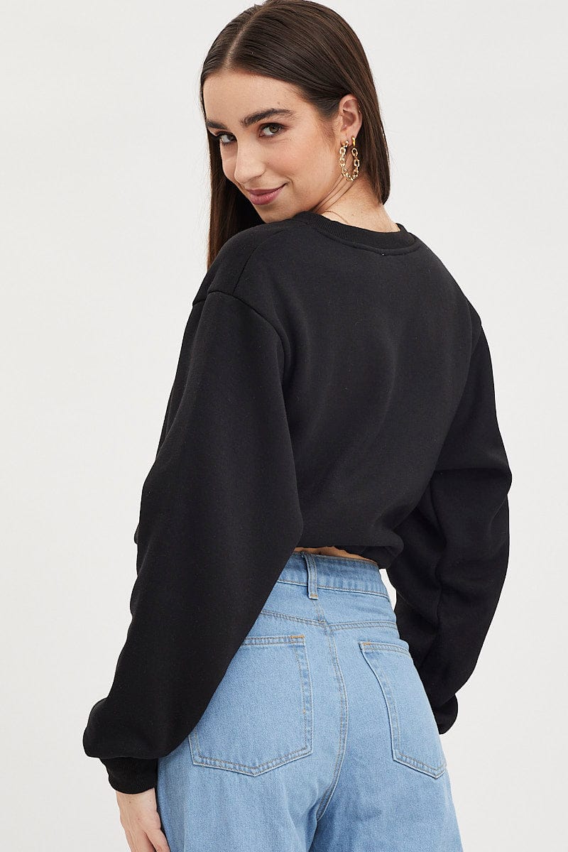 Black Jumper Long Sleeve V Neck