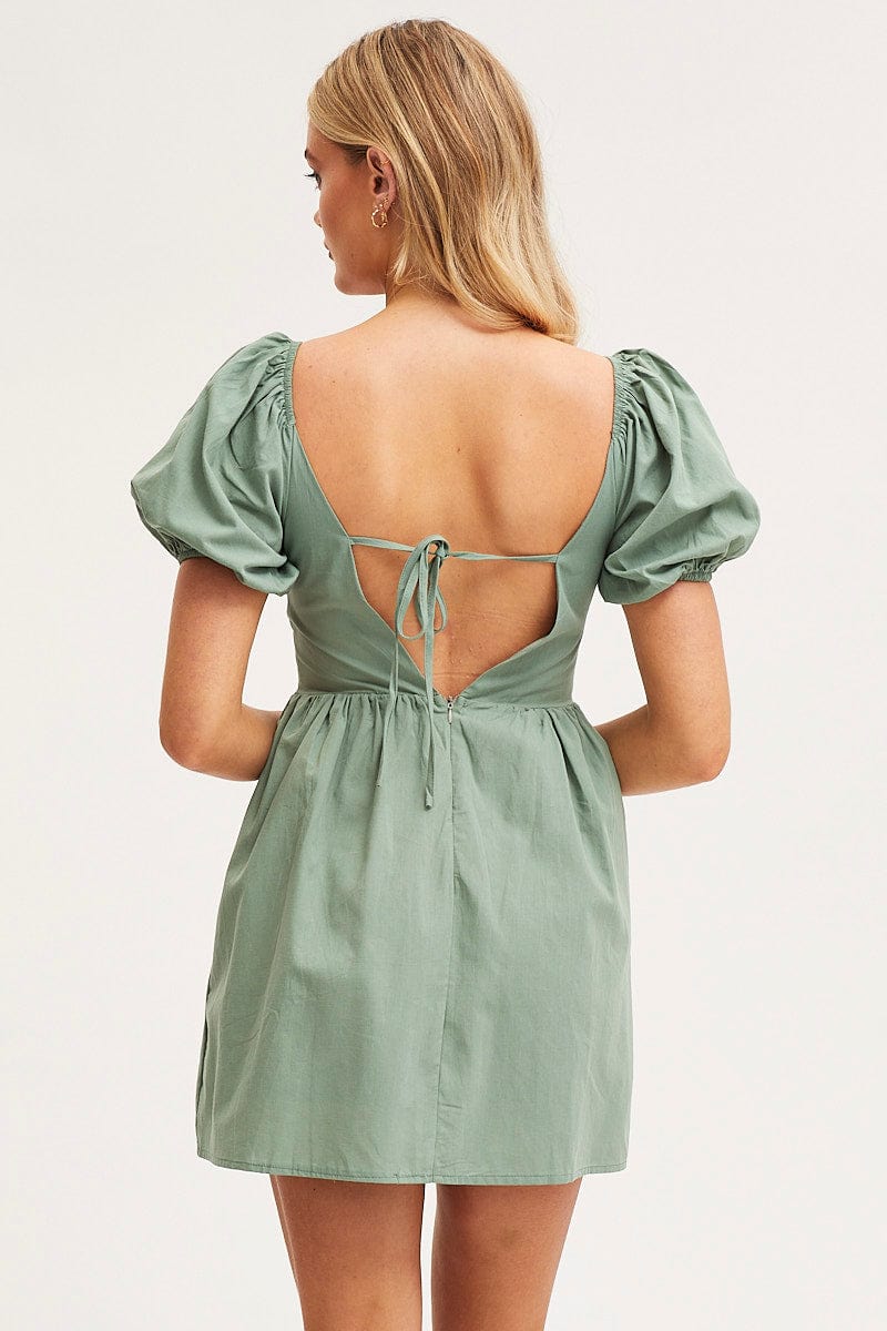 Green Mini Dress Short Sleeve