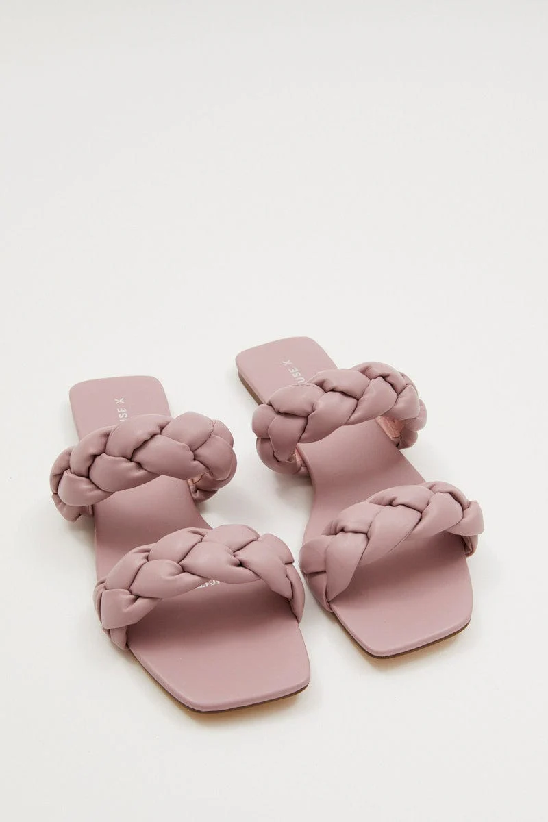 Purple Cassie Braided Strap Flat Mule Sandal