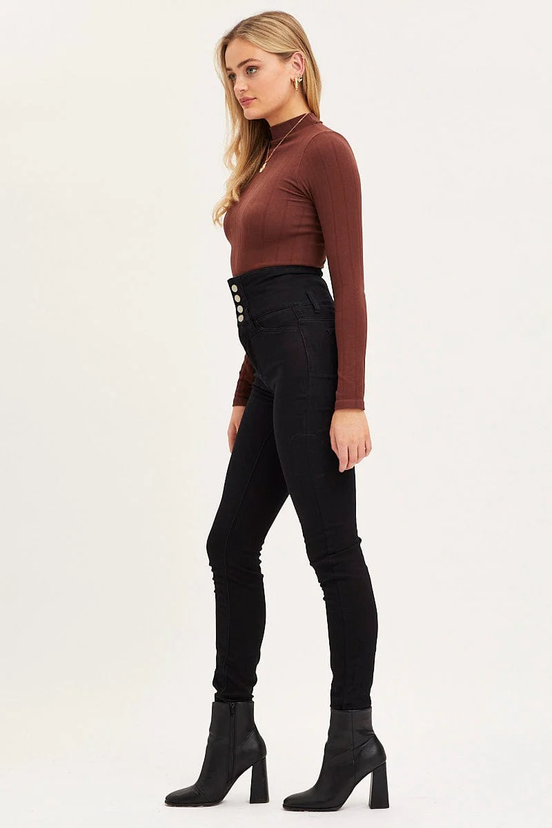 Black Skinny Denim Jeans High Rise