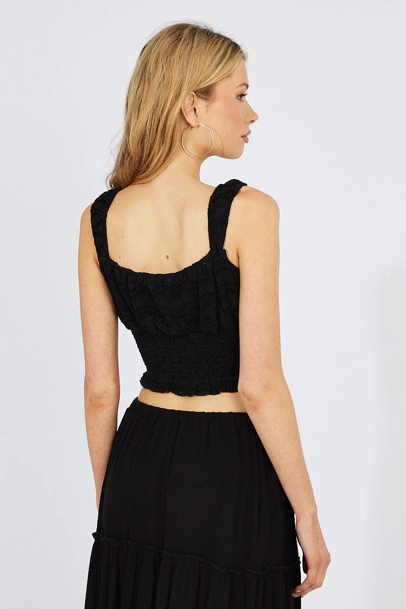 Black Lace Top Crop Sleeveless