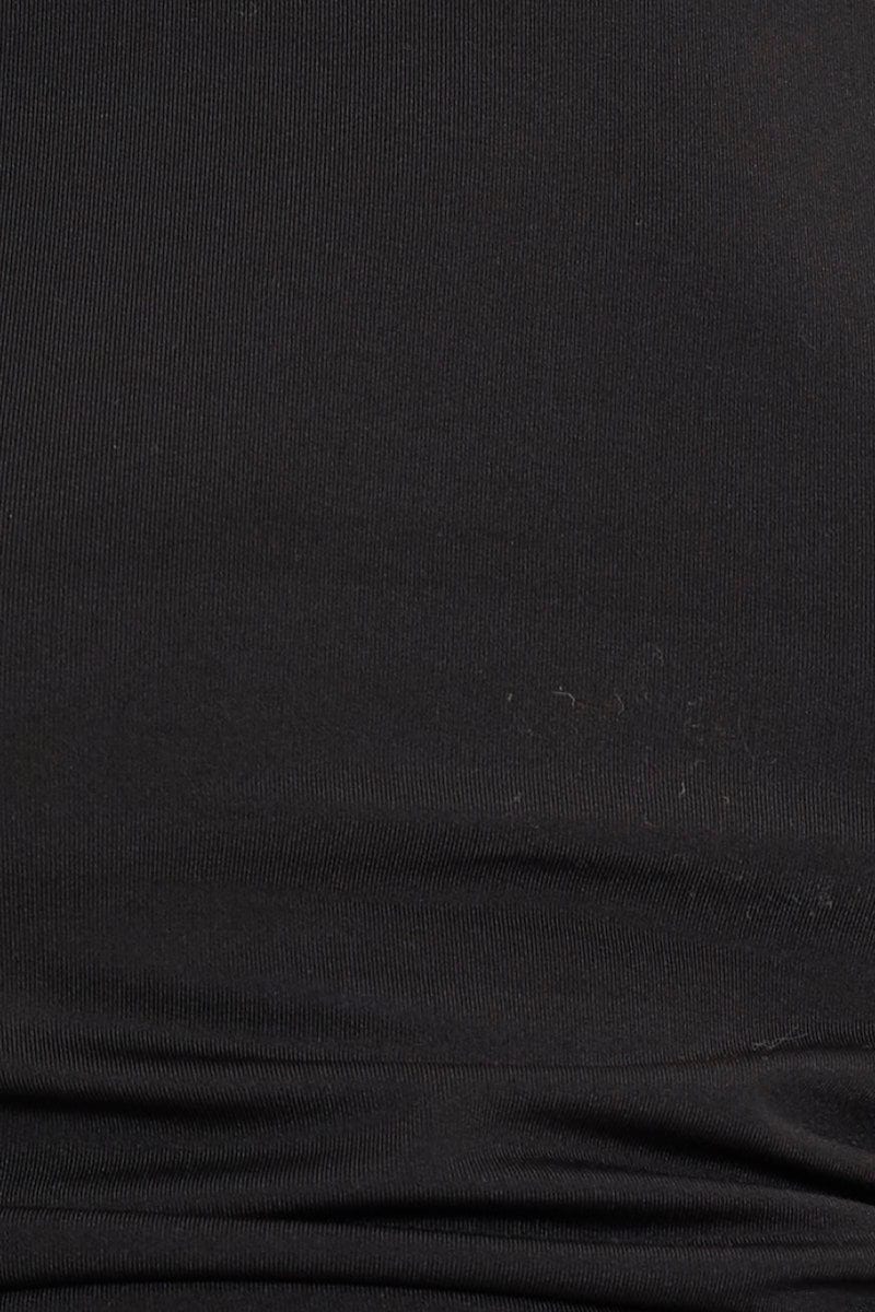 Black Slinky Jersey Racer Style Ruche Side With Drawcord