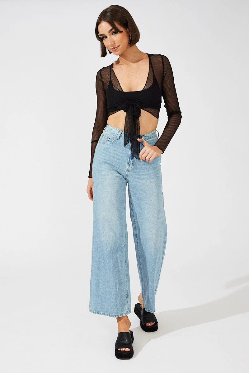 Black Bolero Long Sleeve V Neck