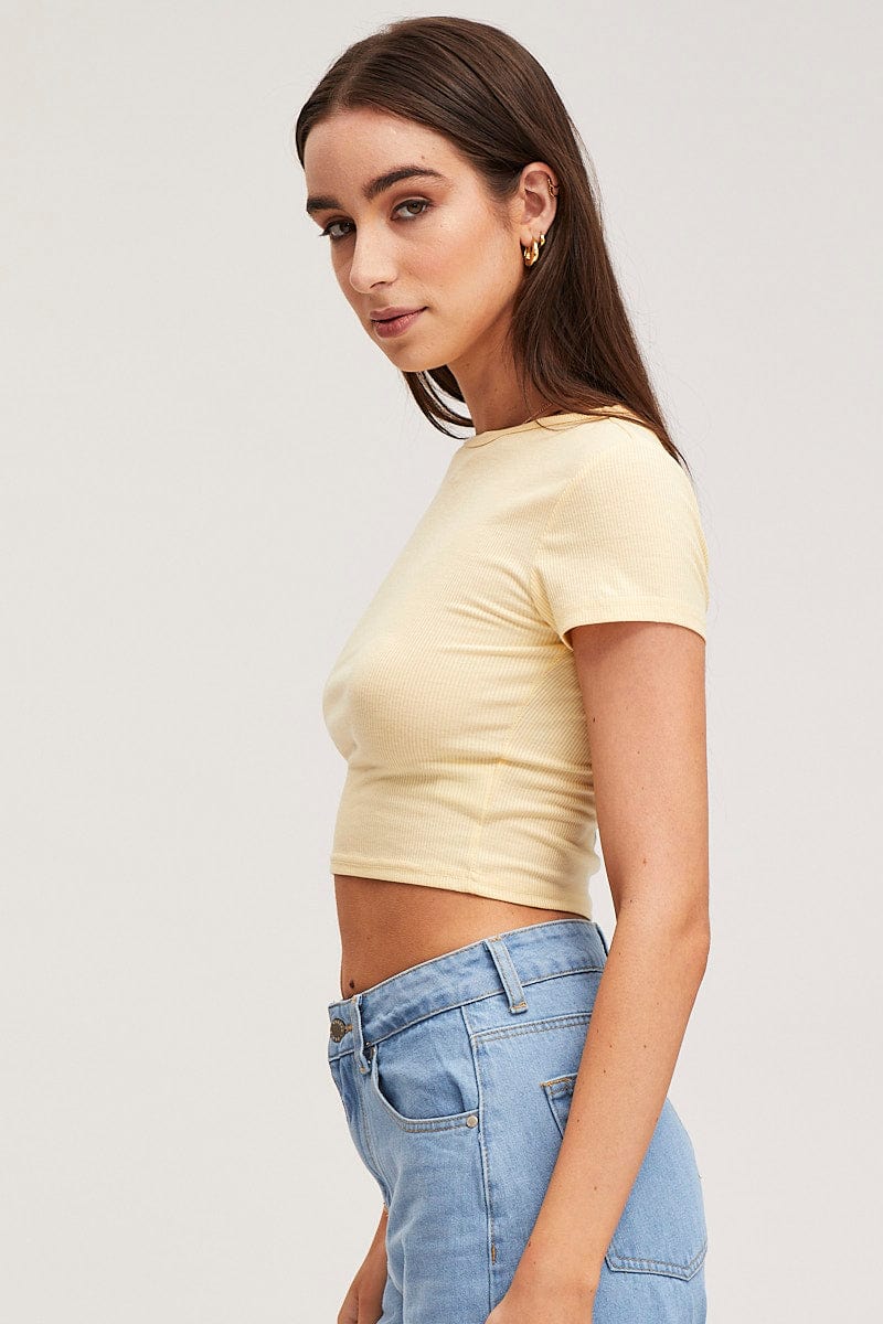 Beige T Shirt Short Sleeve Crew Neck