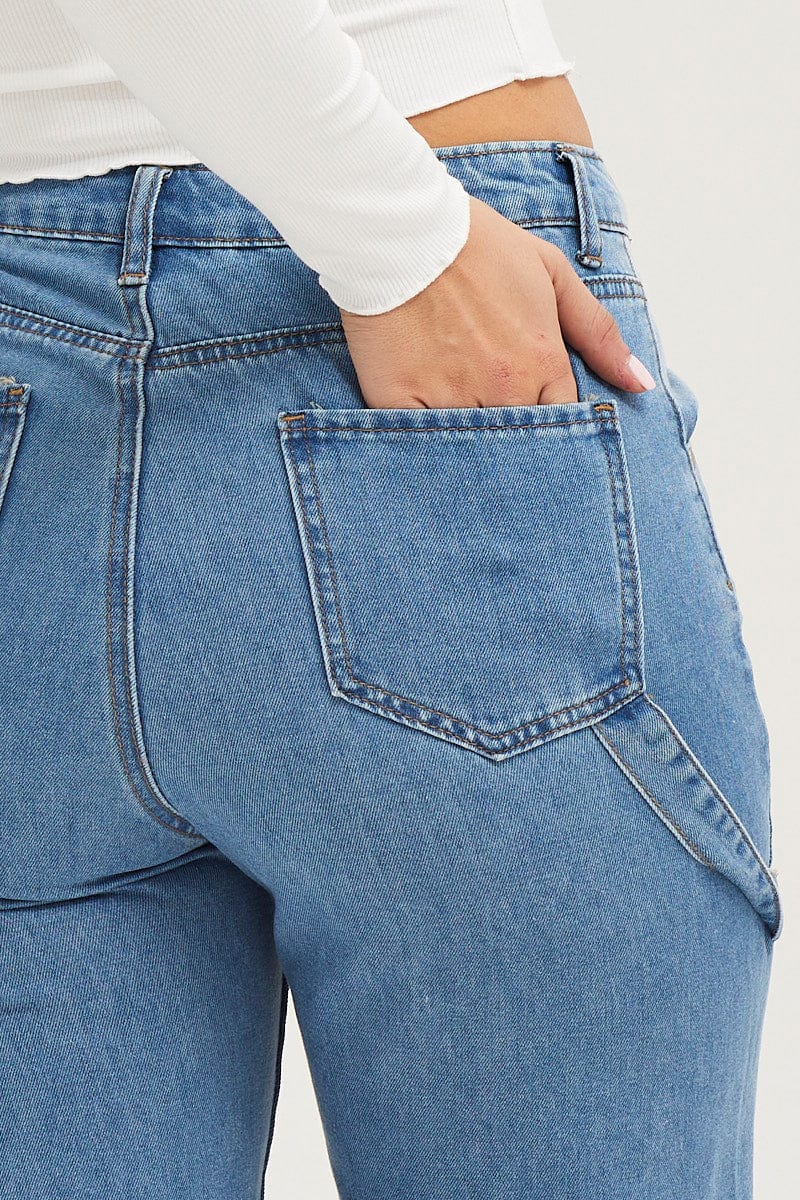 Blue Carpenter Denim Jeans High Rise
