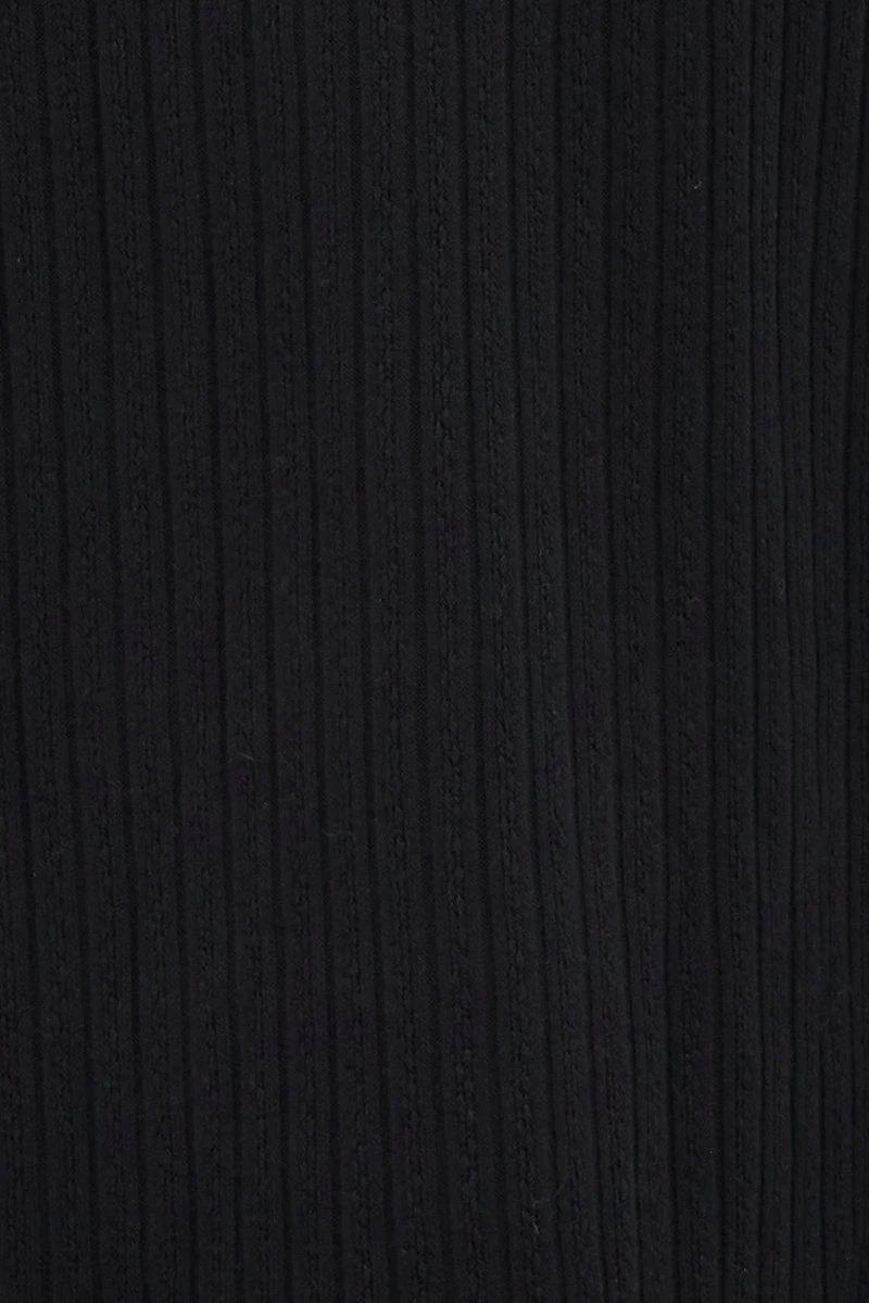 Black Maxi Skirt Mid Rise A-line Rib Jersey
