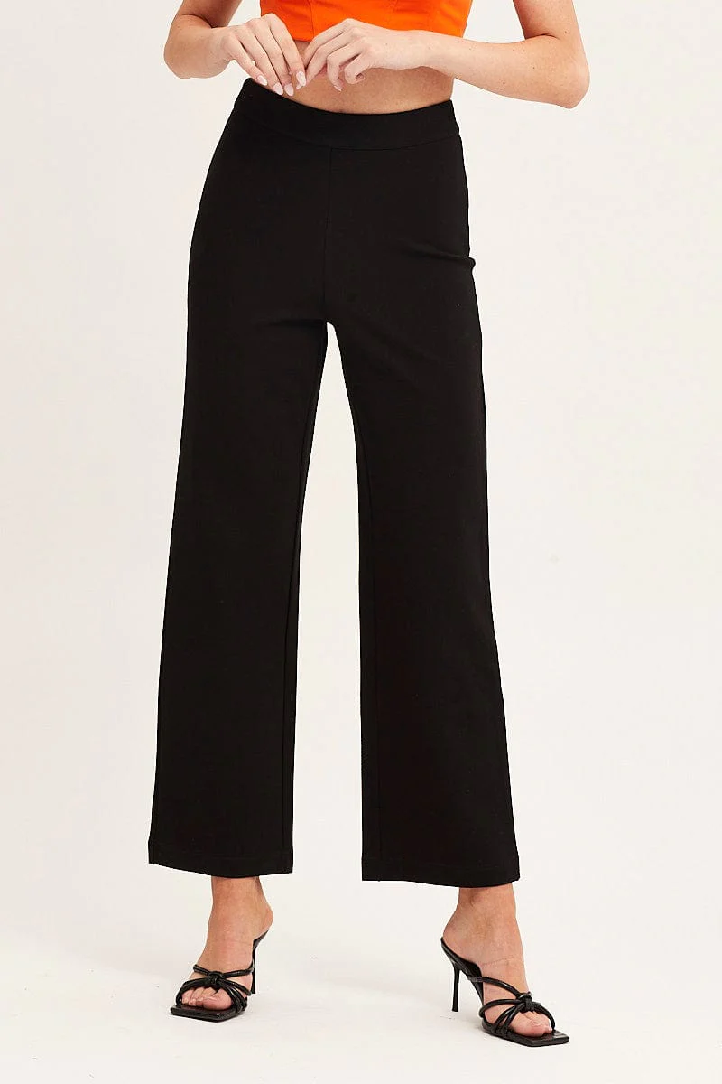 Black High Waist Pant Straight Leg