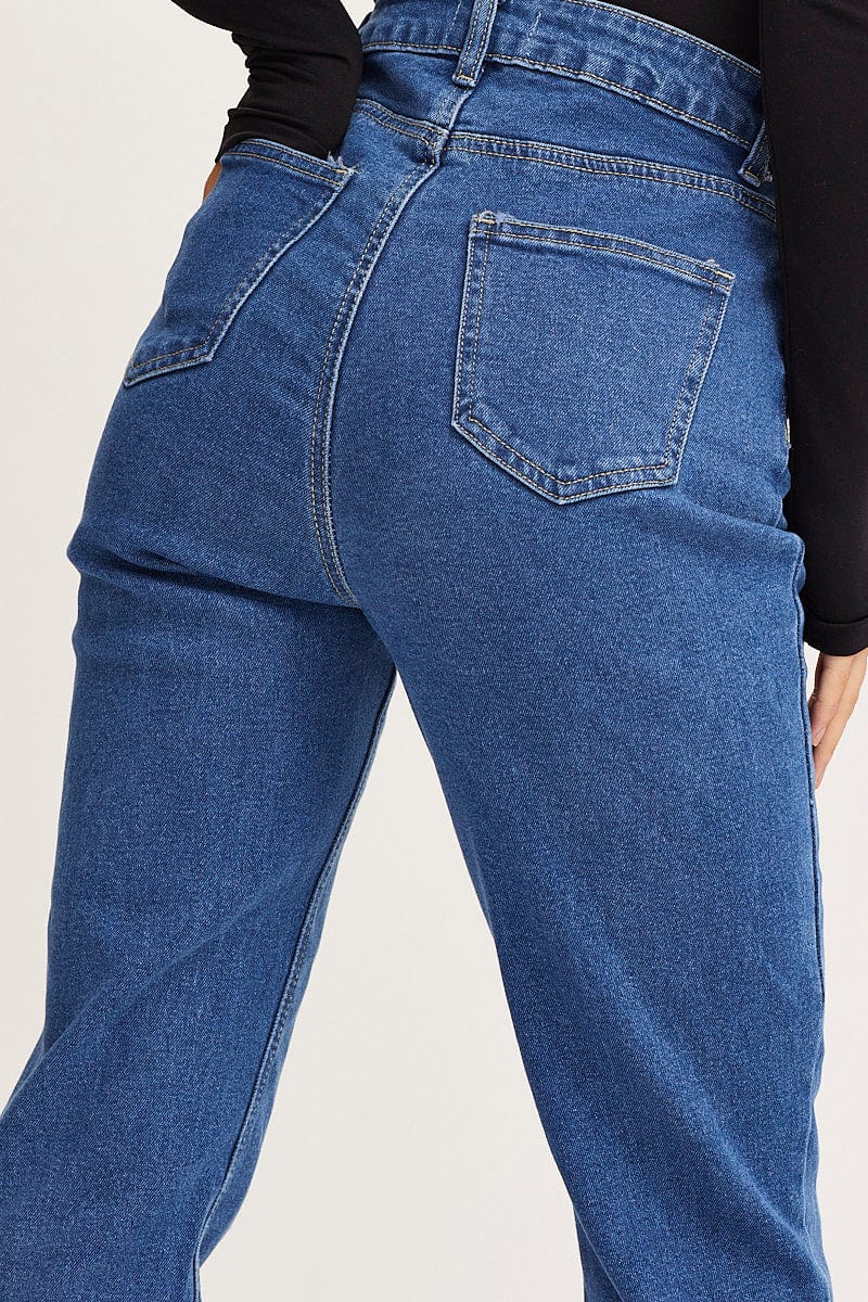 Blue High Rise Mom Jeans