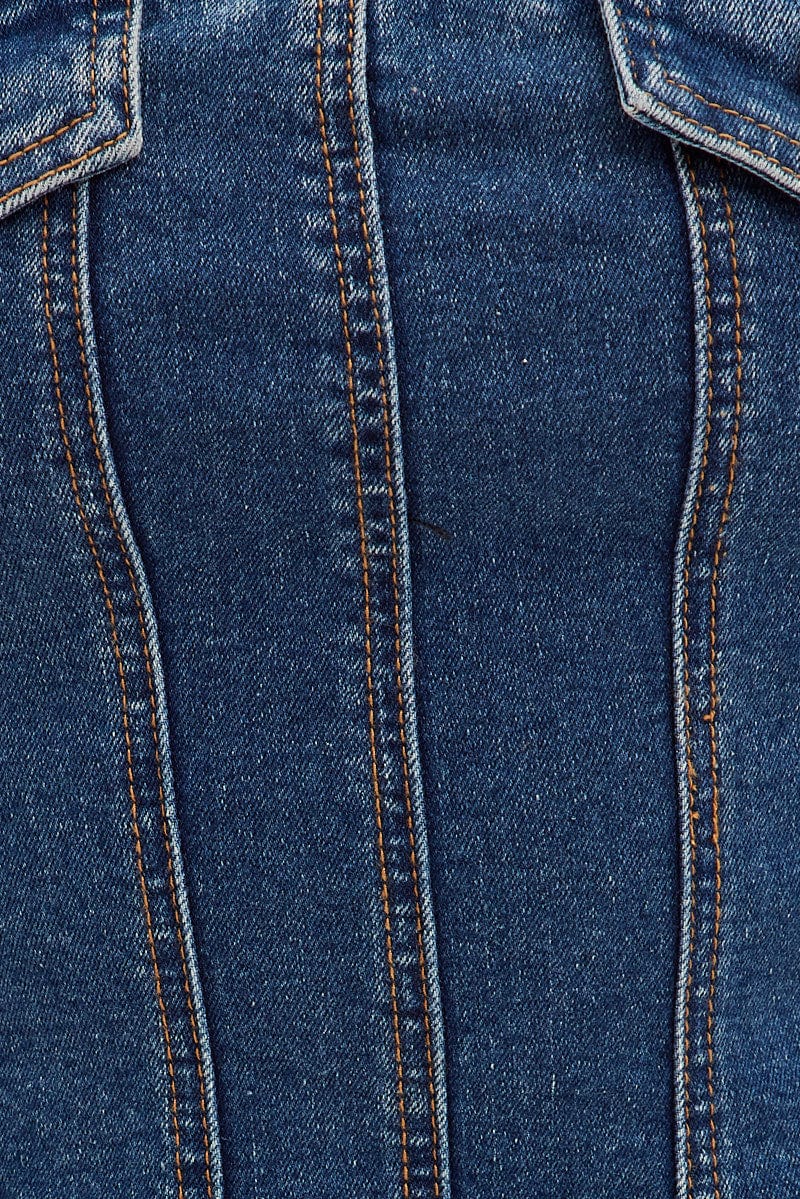 Denim Bandeau Top Sleeveless Corset Stretch Denim