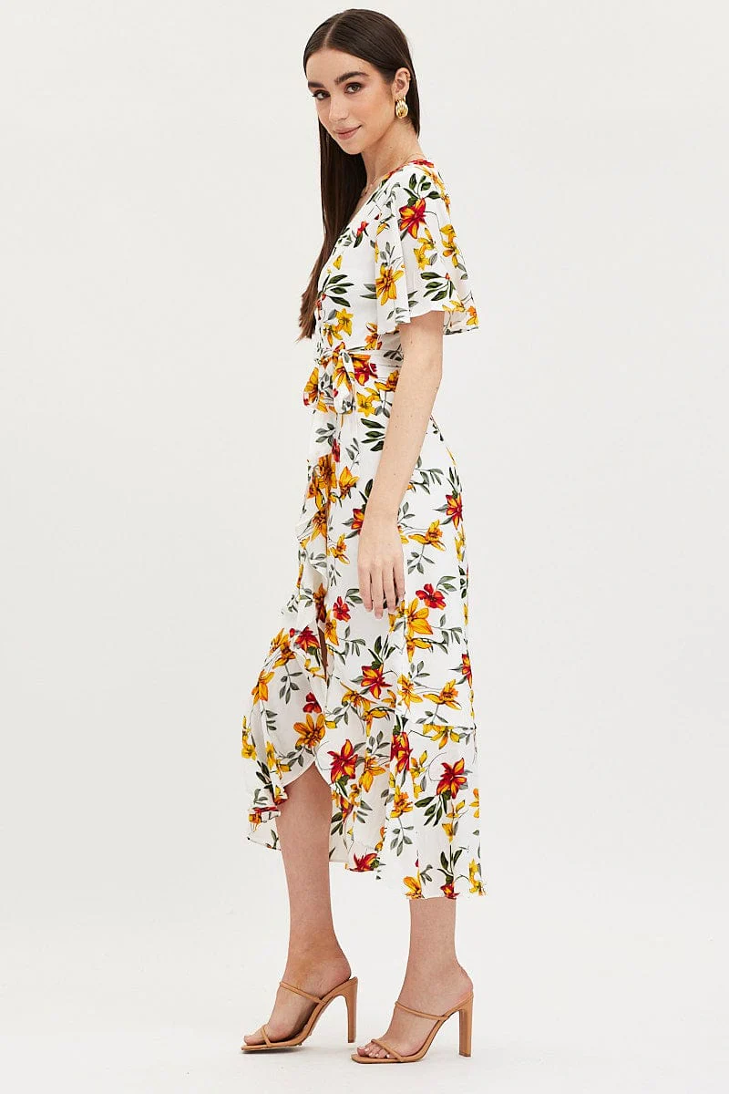 Print Dress Short Sleeve Maxi