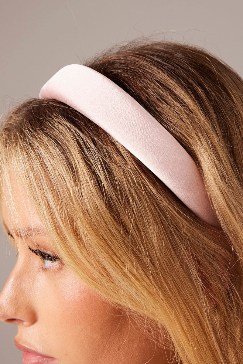 Pink Satin Padded Headband