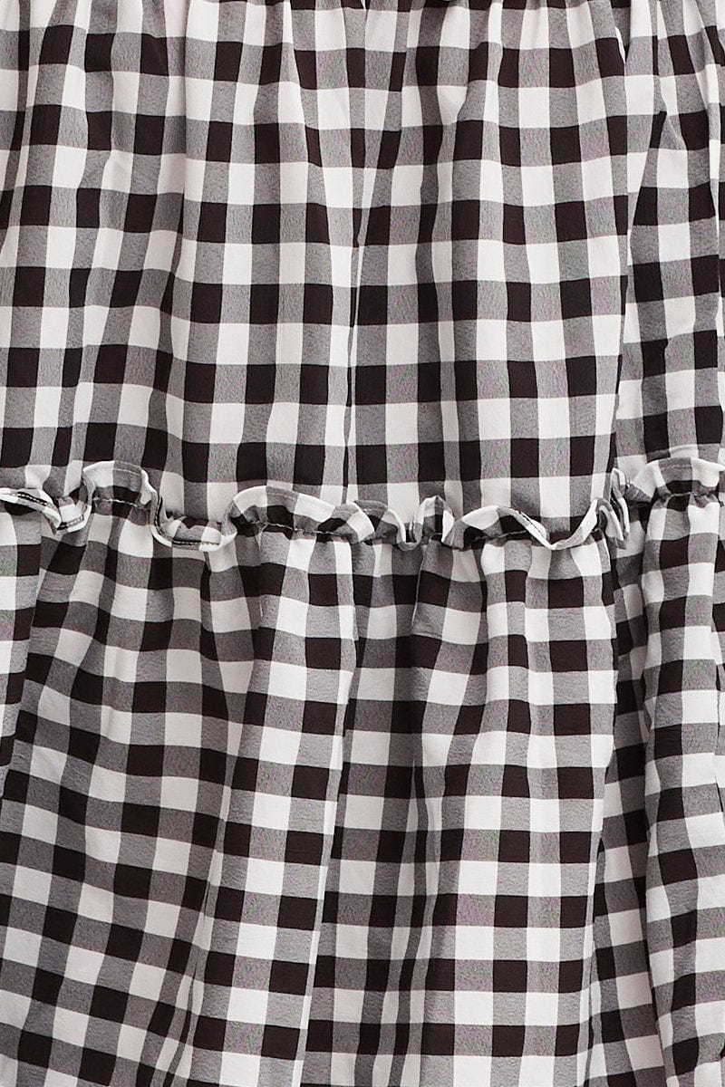 Check Dress Short Sleeve Maxi