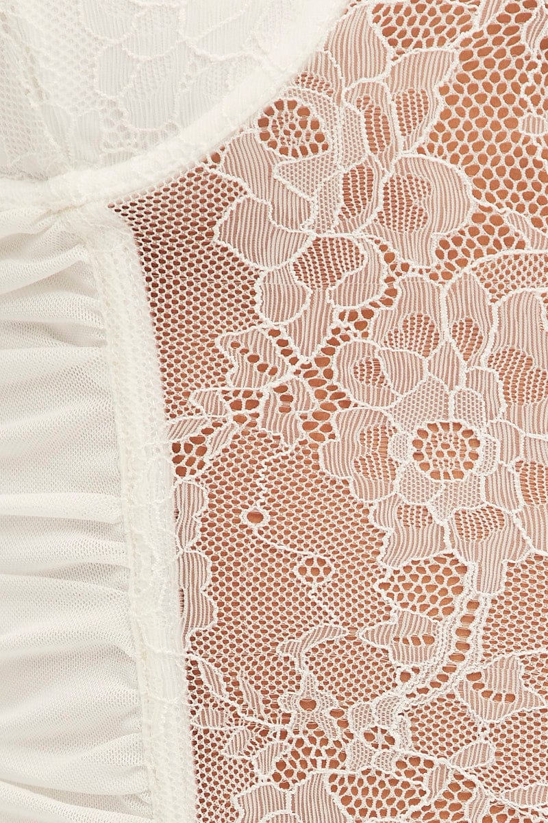 White Singlet Sleeveless Sweetheart Crop Lace