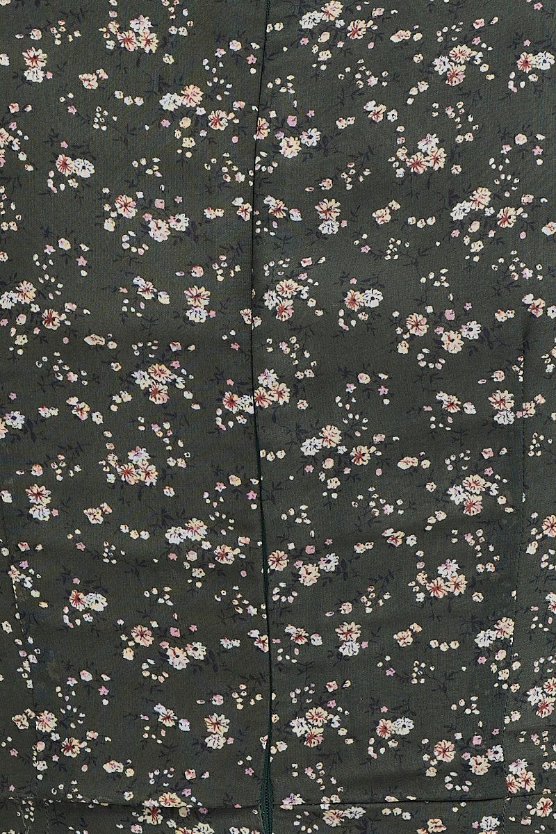 Print Wrap Dress Long Sleeve Mini Ruffle