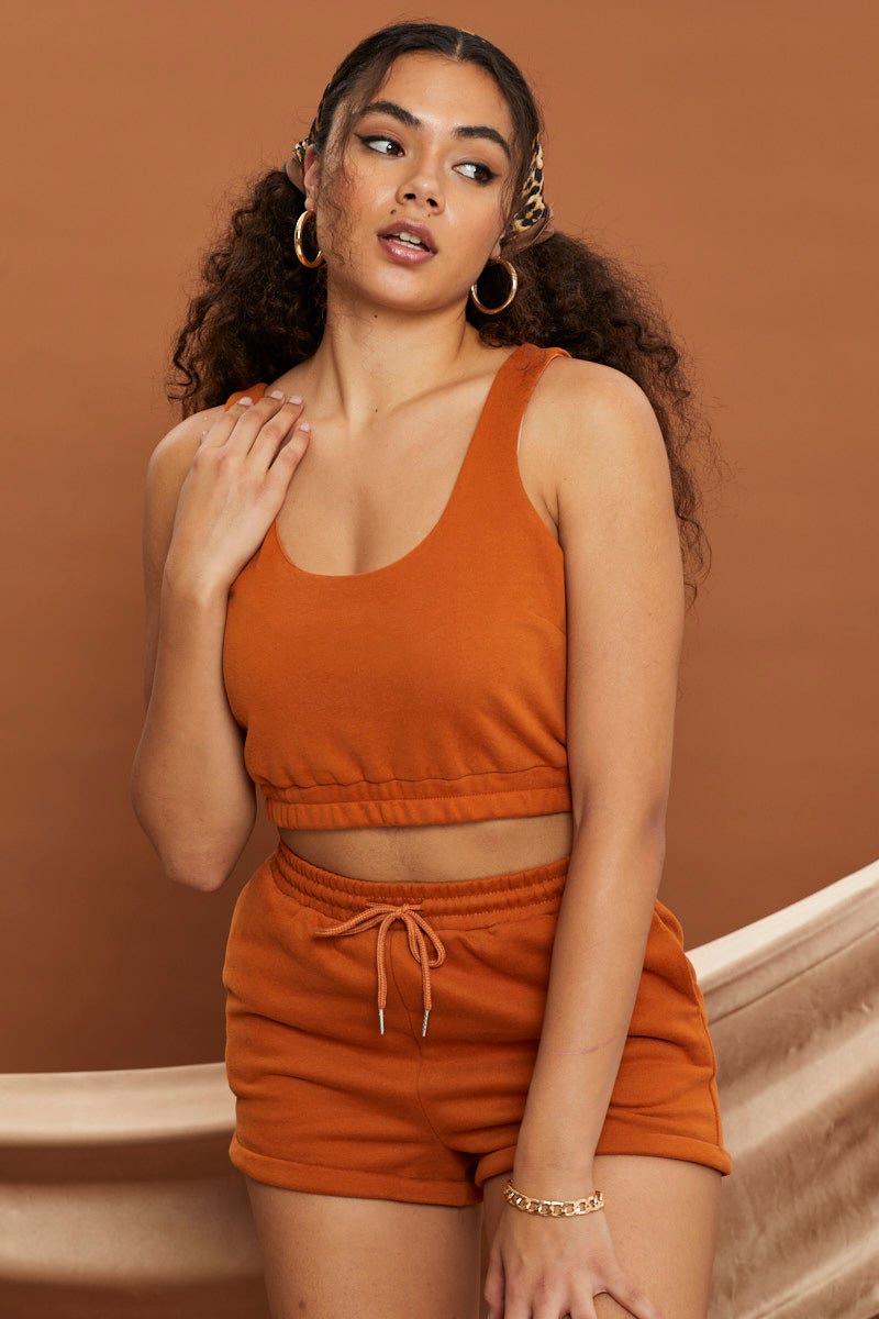 Beige Sweat Crop Top