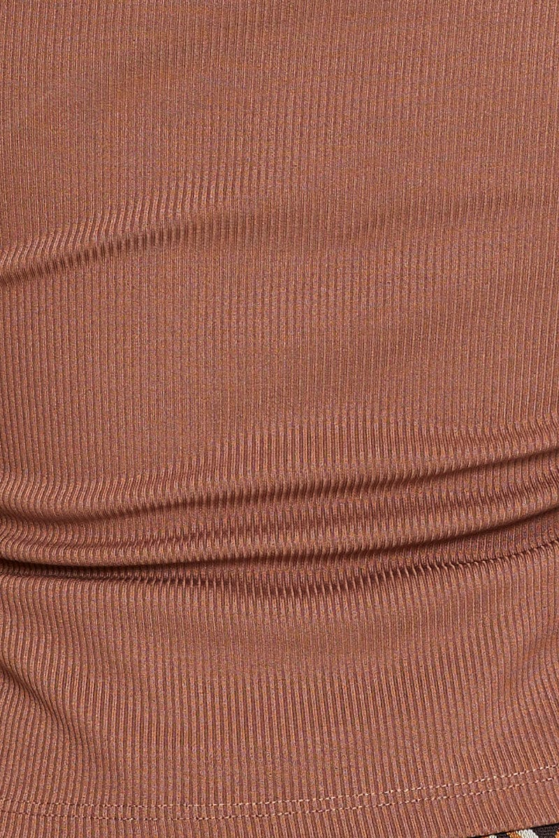 Brown Asymmetric Top One Shoulder