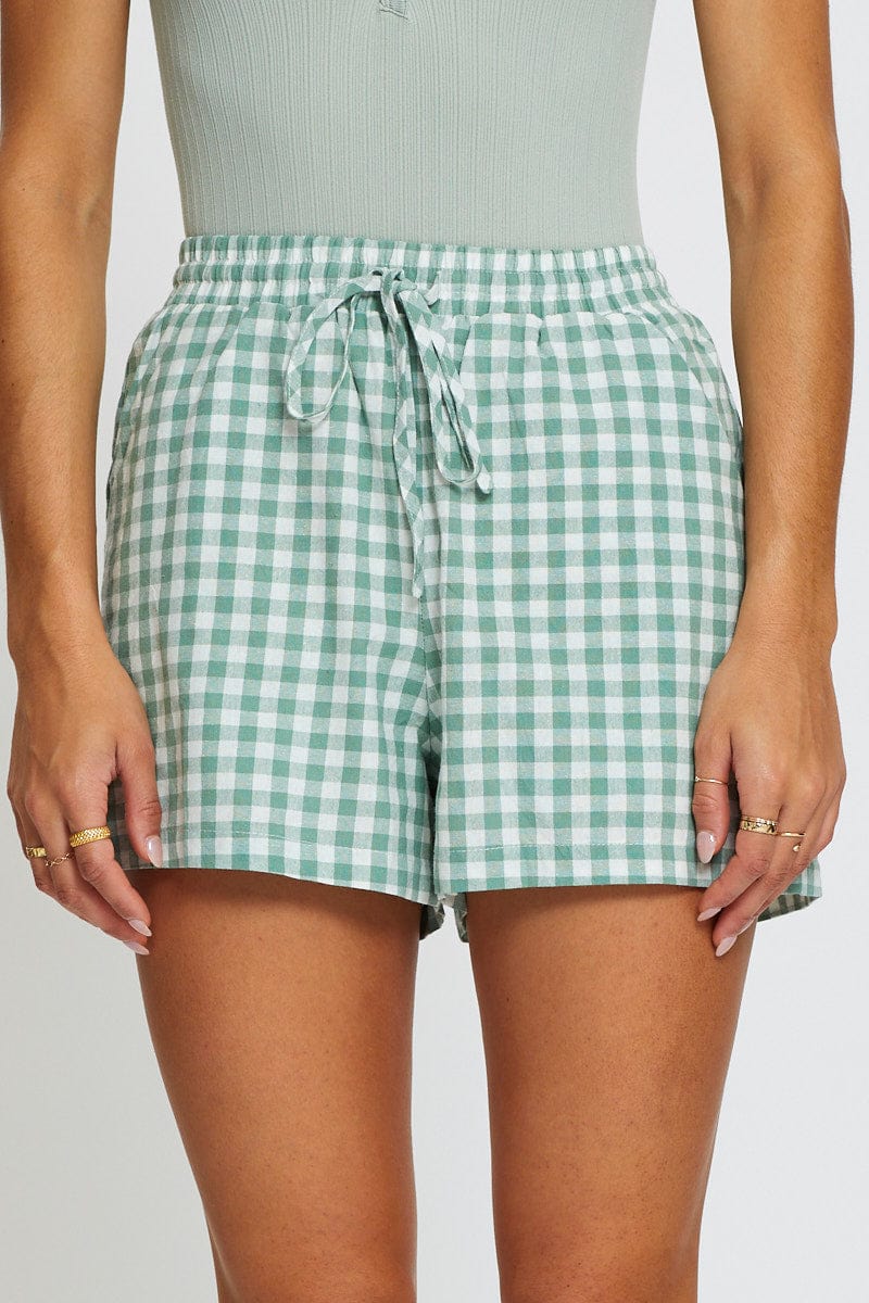 Check Shorts Elastic Waist