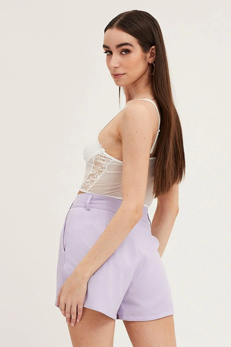 Purple High Rise Shorts
