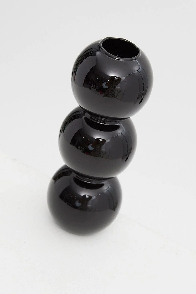 Black Bubble Glass Candle Holder and Vase