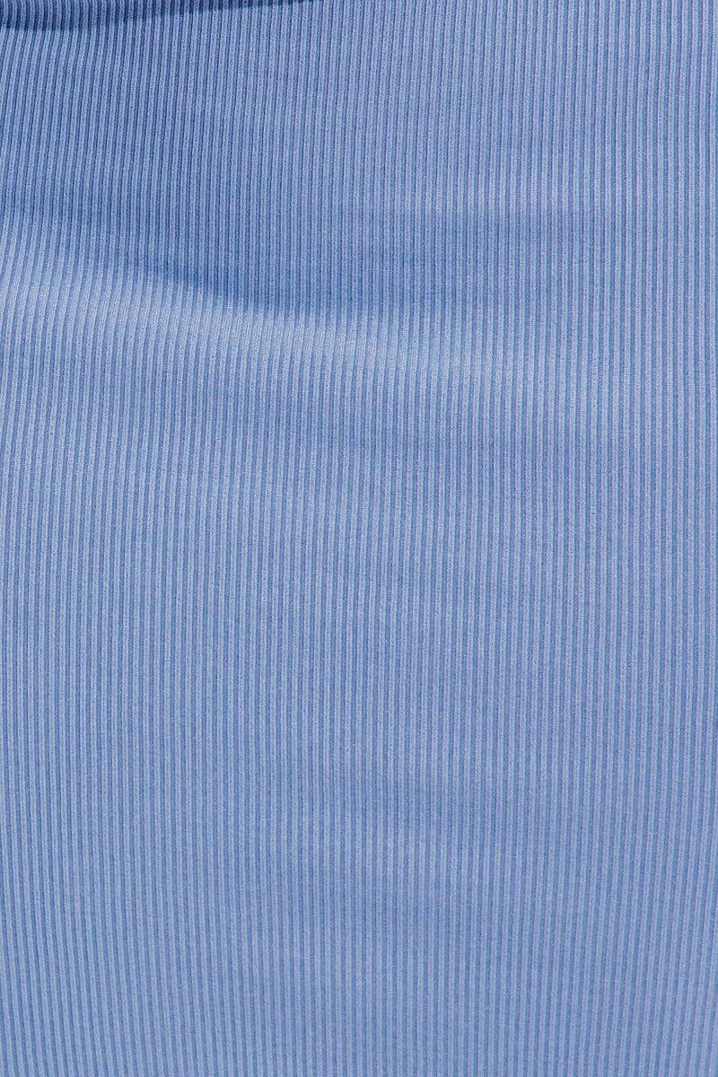 Blue Midi Skirt Bodycon Ring Ribbed