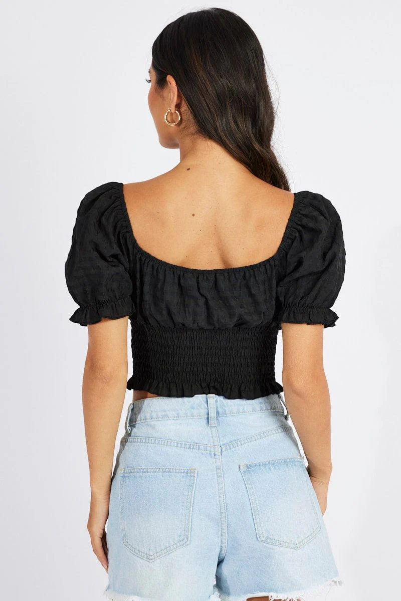 Black Crop Top Short Sleeve