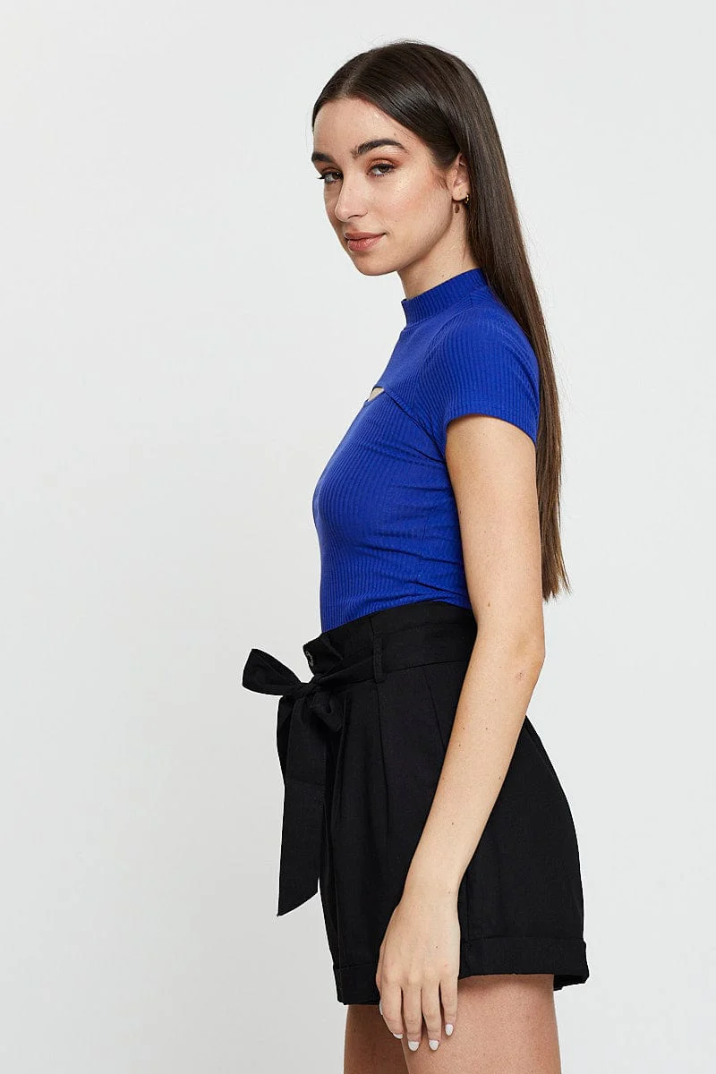 Black Paper Bag Shorts High Rise