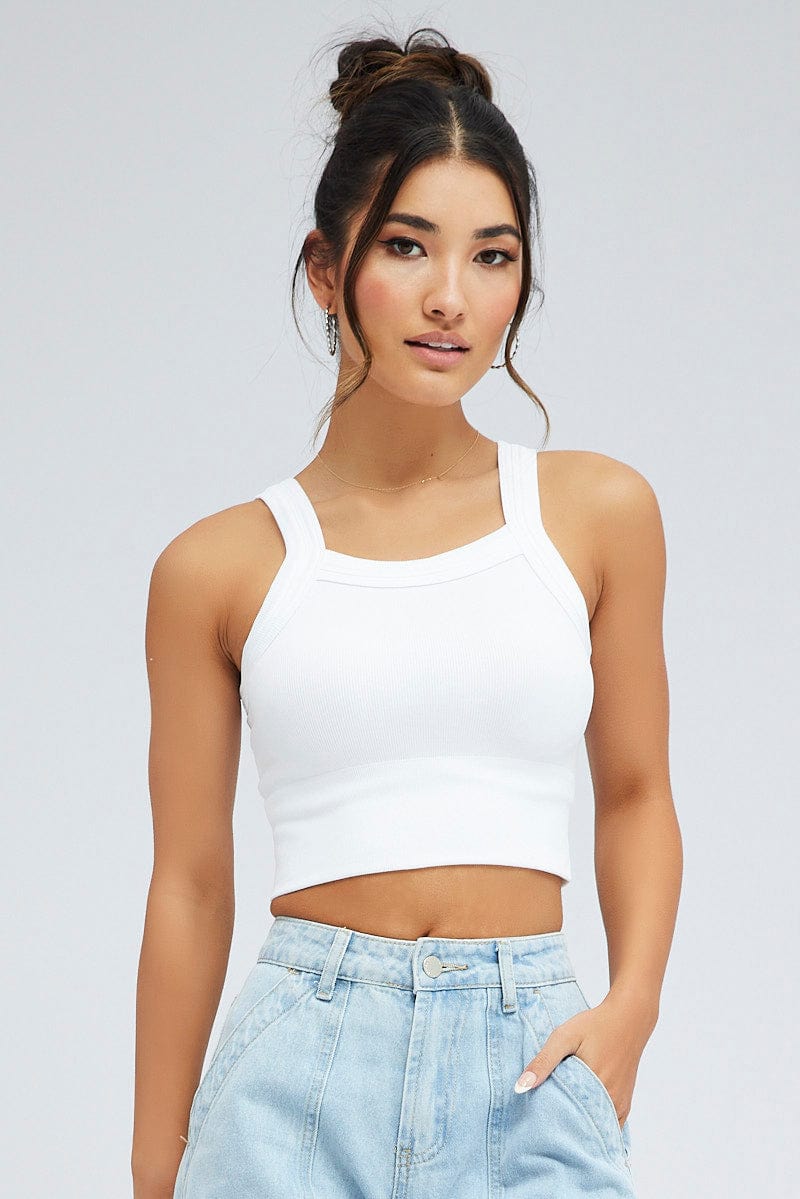 White Singlet Top Seamless