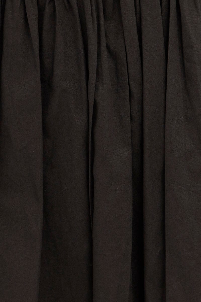 White Fit And Flare Dress Puff Sleeve Mini Poplin