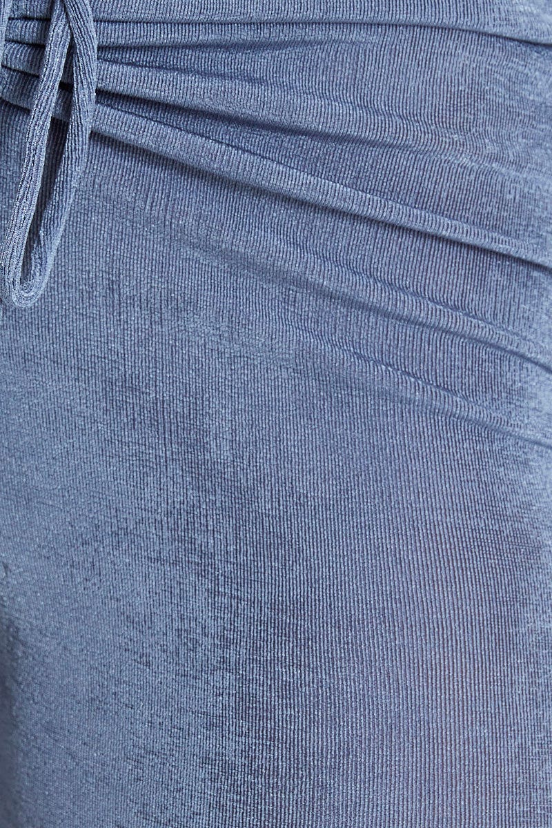 Blue Jersey Pants Flare Leg