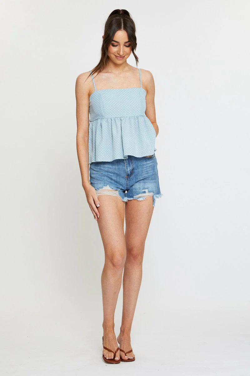 Polka Dot Cami Top Peplum