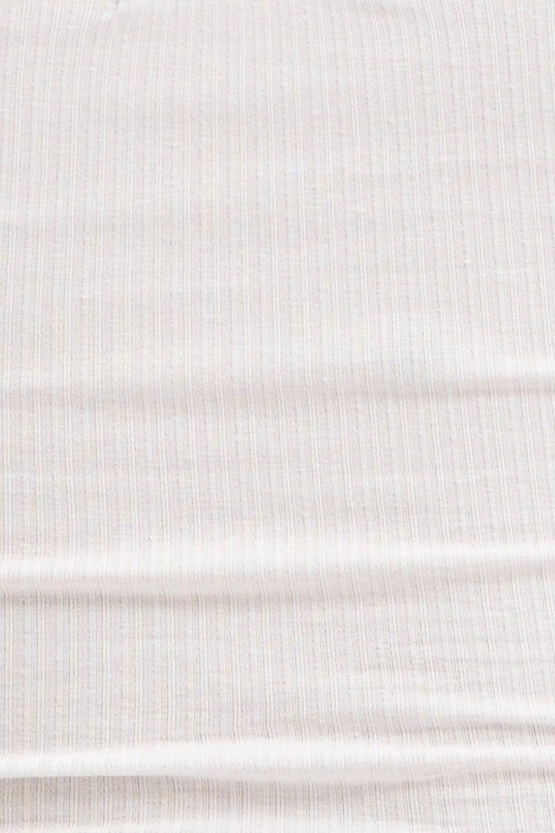 White Jersey Crop Top Long Sleeve Halter Neck