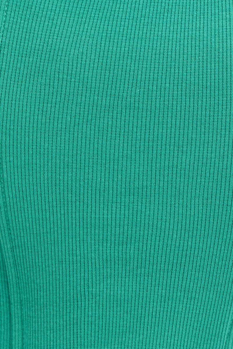 Green Rib Singlet Round Neck