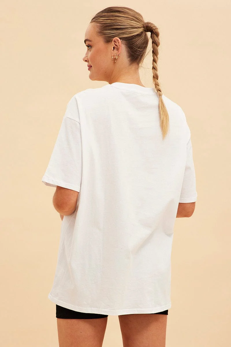 White Jamie Cotton Jersey Crew Neck Oversized T-Shirt
