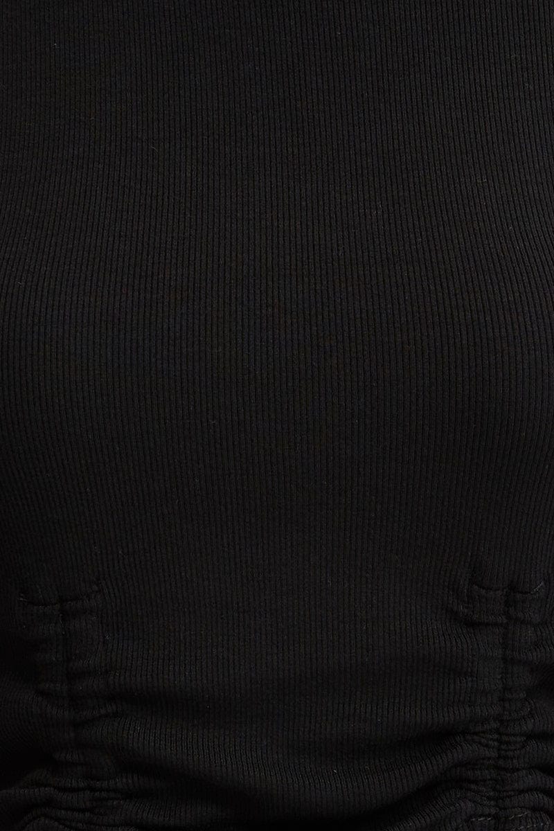Black Jersey Top Ribbed