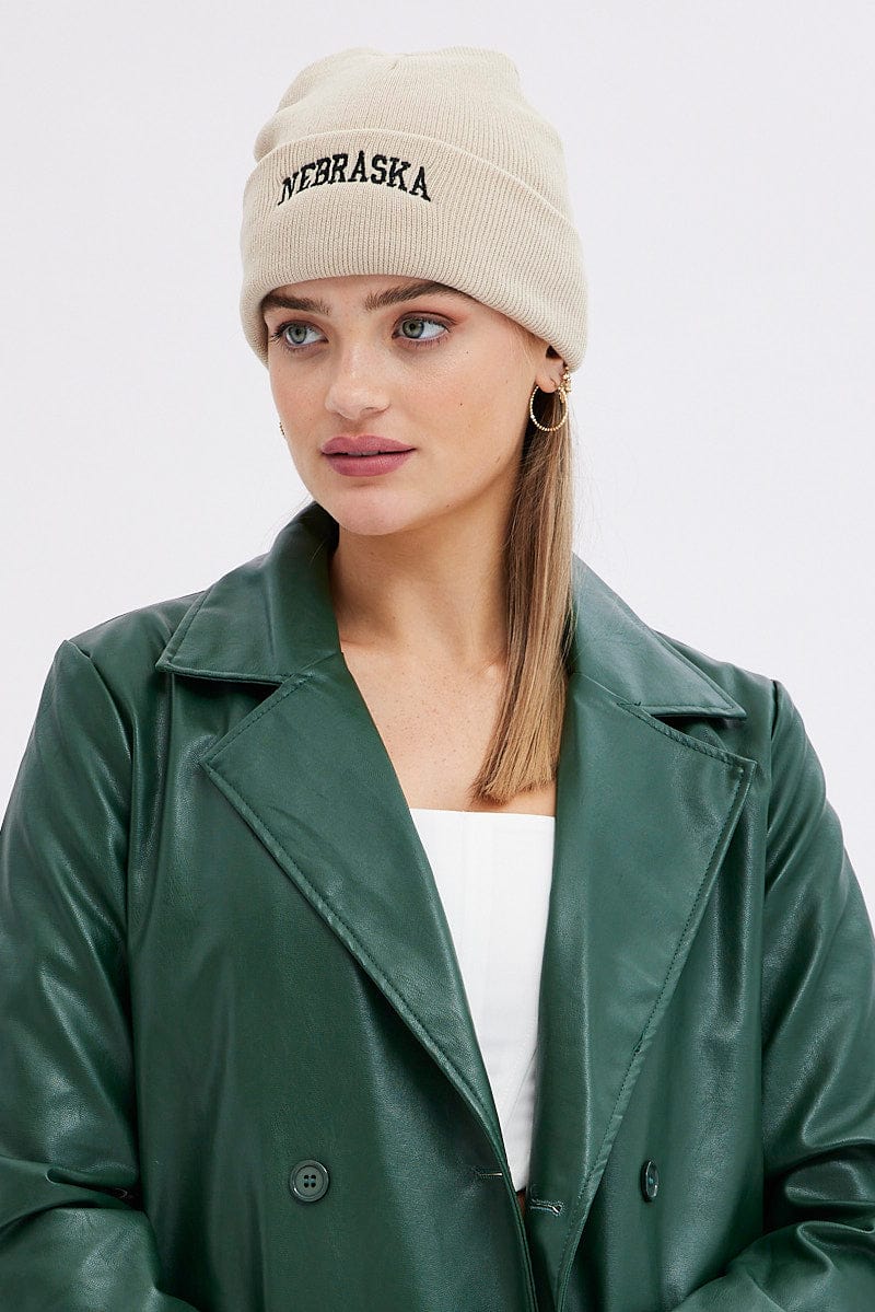 Beige Nebraska Beanie