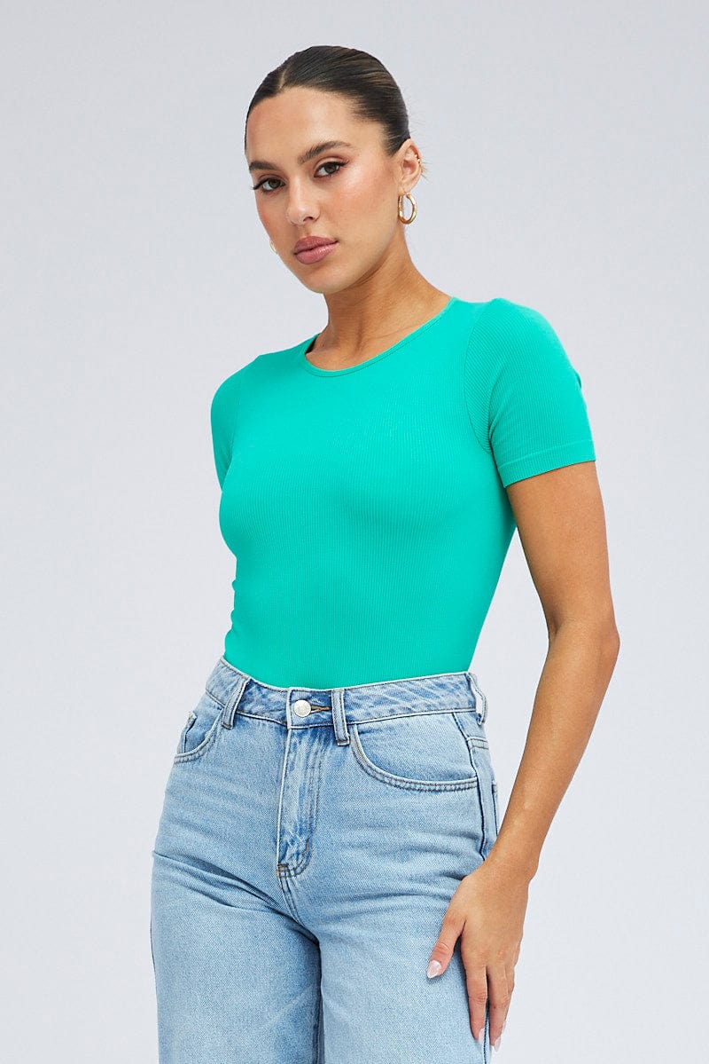 Jade Bodysuit Short sleeve Crew neck Seamless