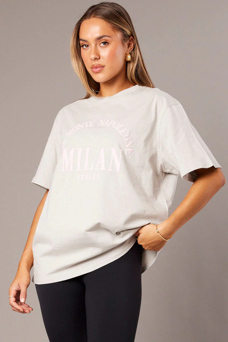 Grey Graphic Tee Short Sleeve