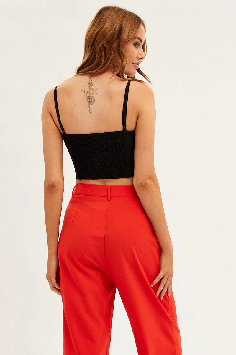 Black Corset Top Sleeveless Cowl Neck Crop Mesh