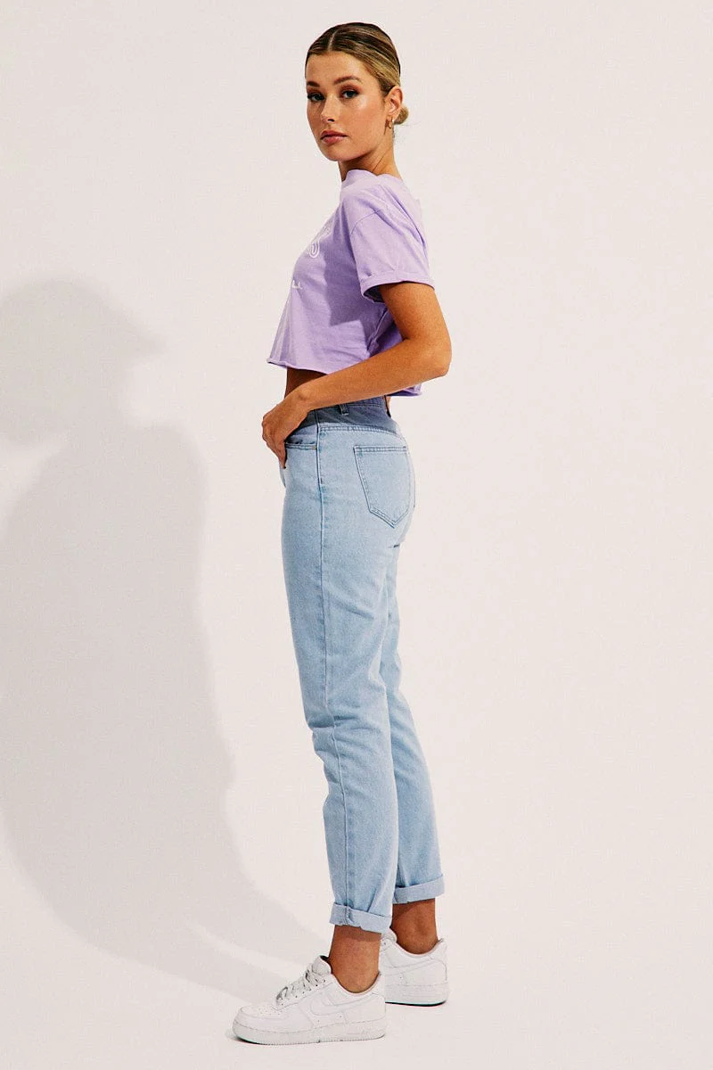 Blue Skinny Denim Jeans High Rise