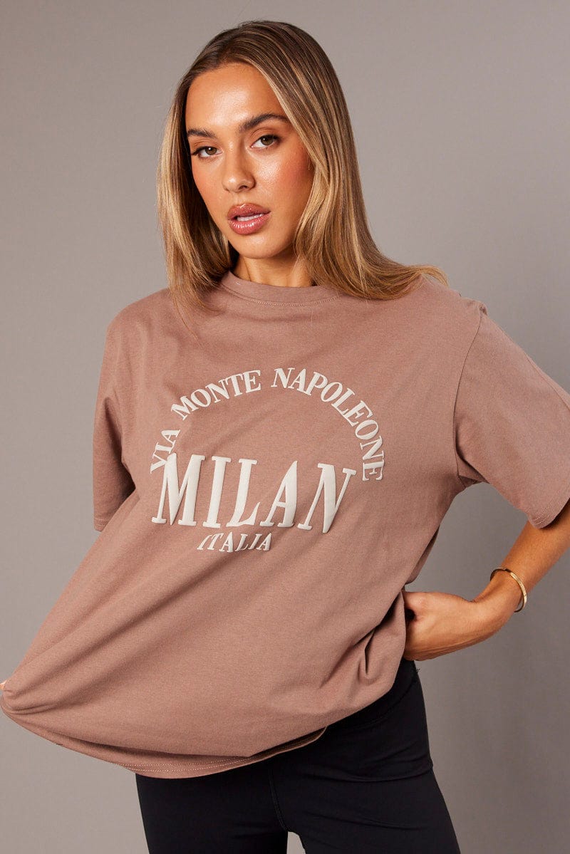 Brown Graphic Tee Short Sleeve